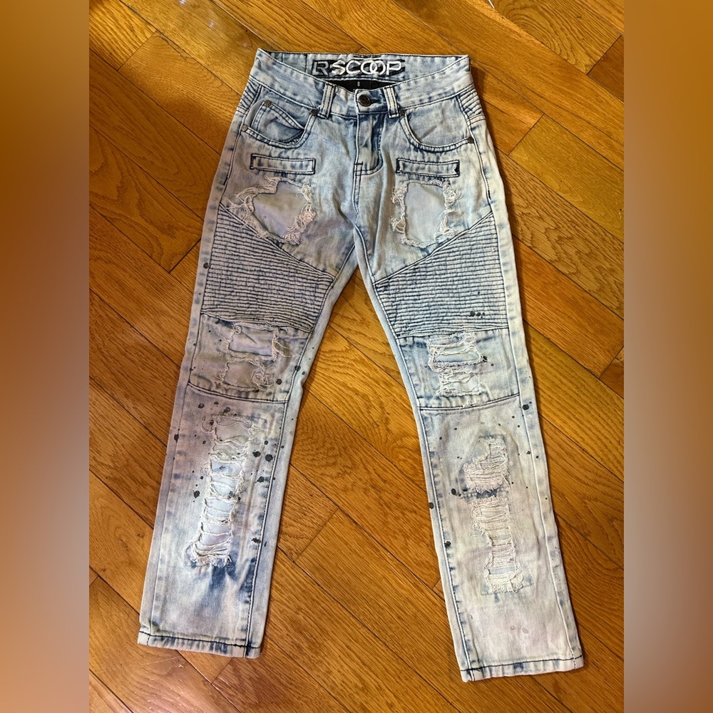 Kids Ripped Denim Jeans - Light Blue